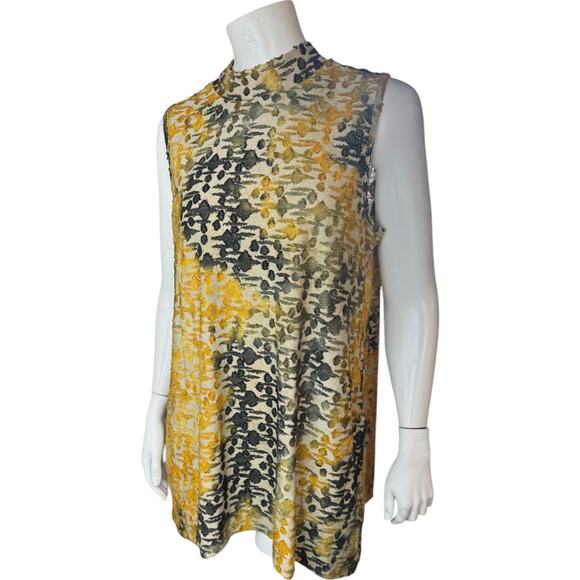 LOGO by Lori Goldstein Tie Dye Clip Jacquard Sleeveless Top Champagne Medium - Picture 4 of 14